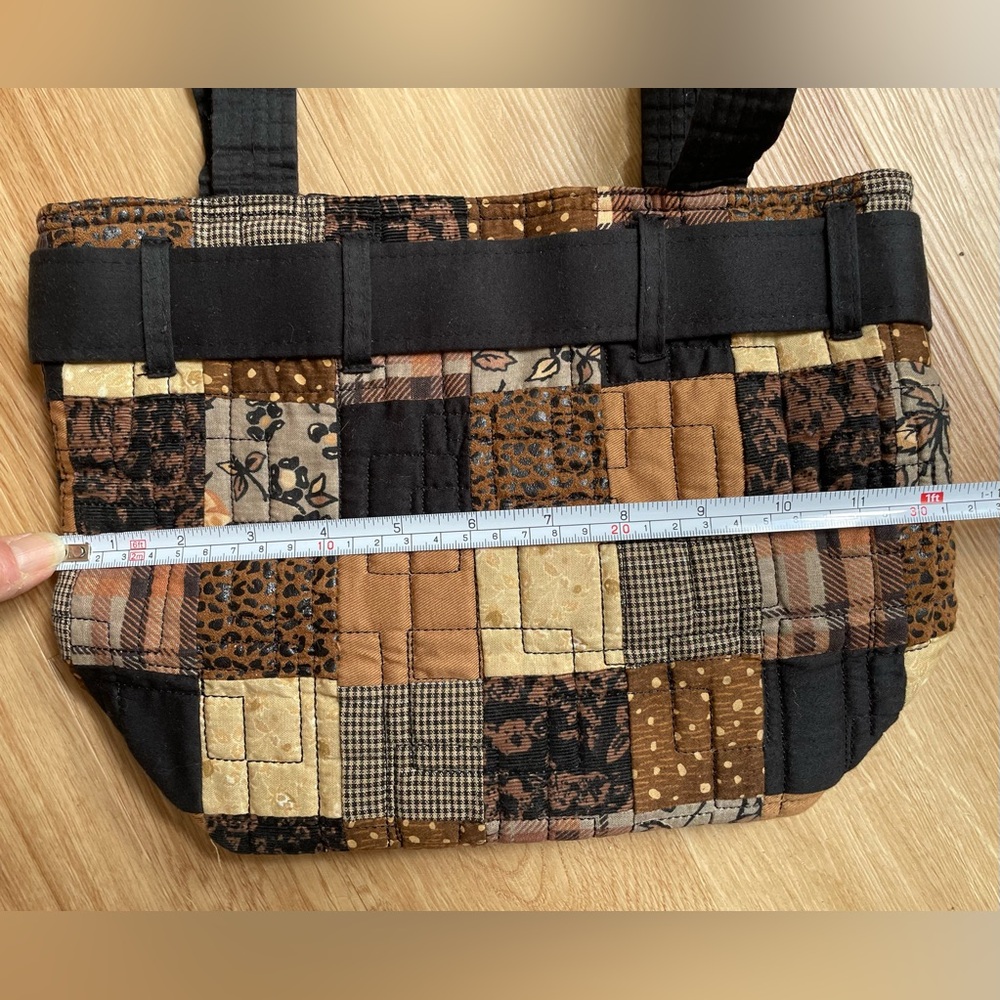 Donna Sharp Patchwork Shoulder Bag Purse Tan Gray… - image 7